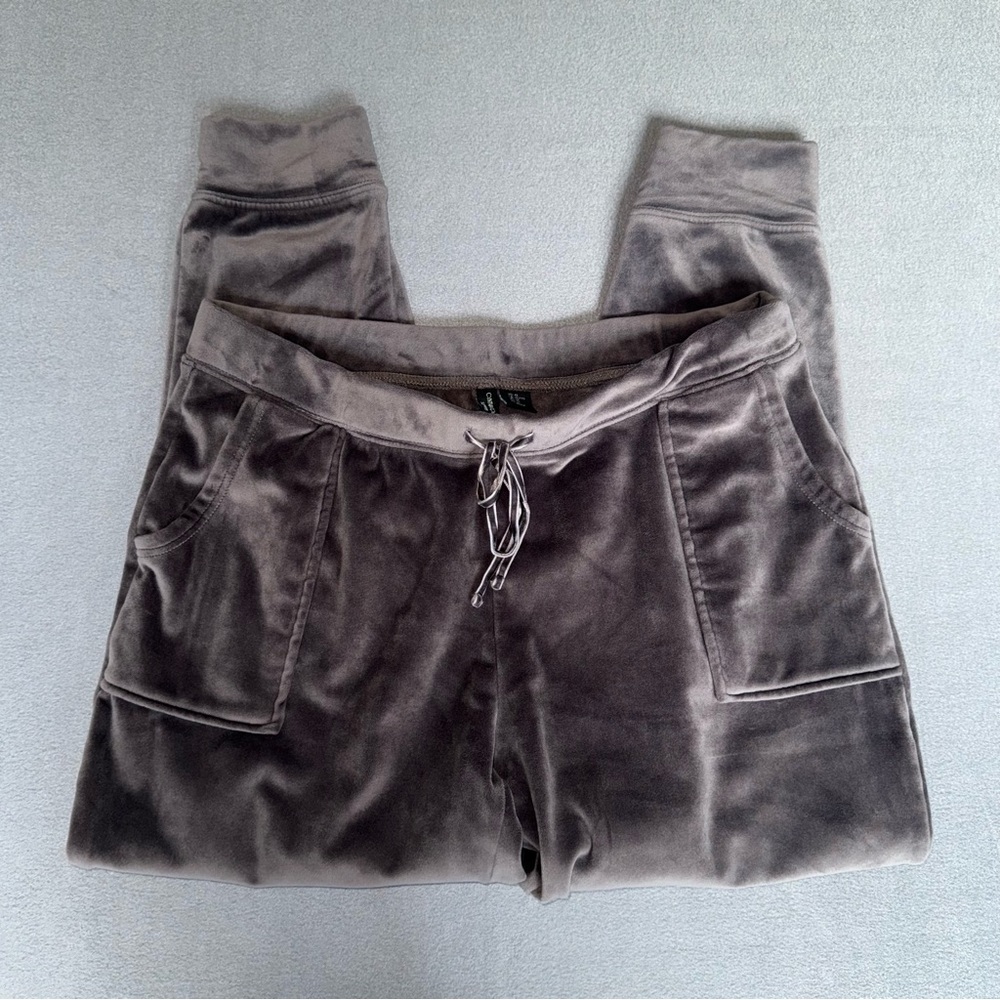 Cynthia Rowley Gray Velour Jogger Sleepwear lounge Pants size XL‎